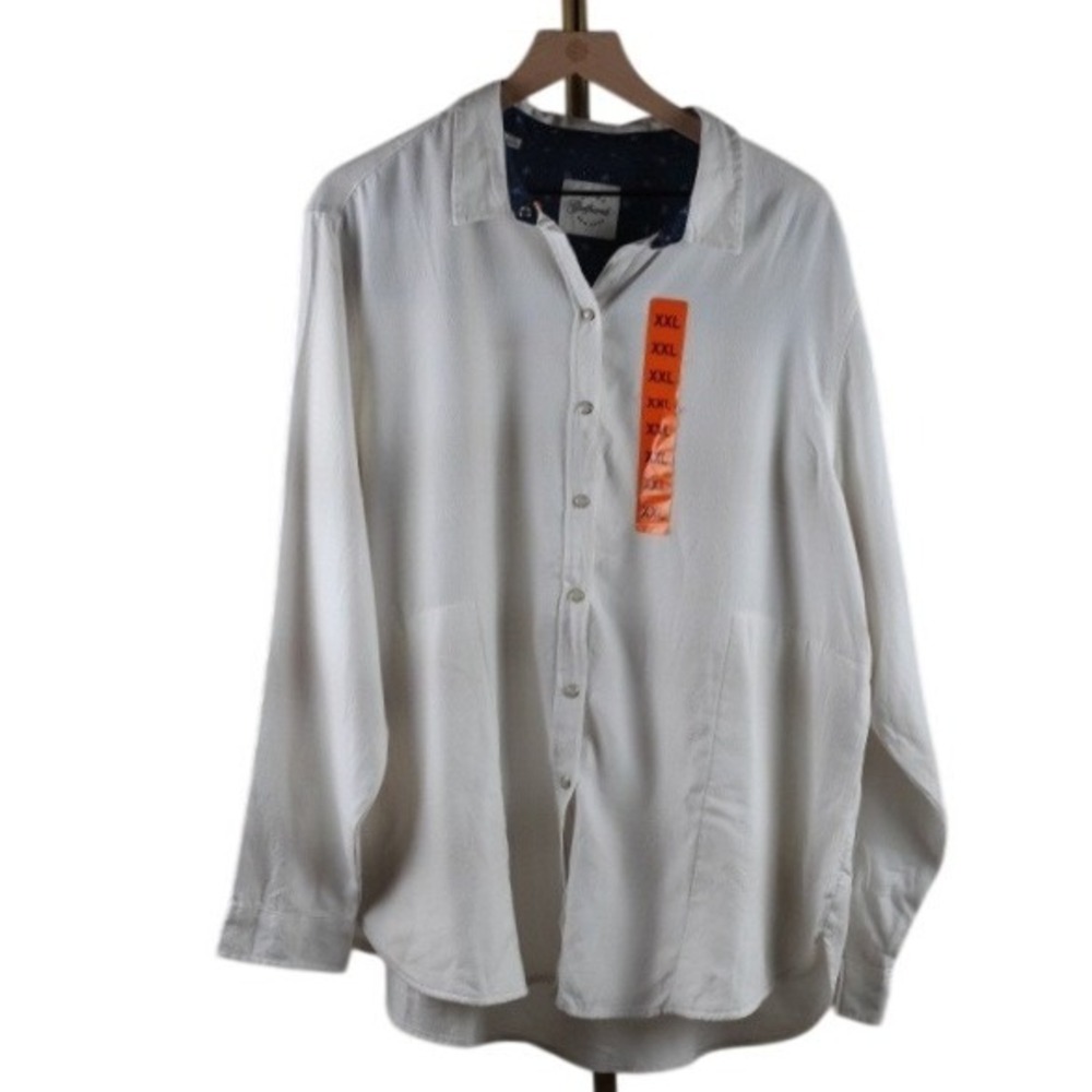 Jachs Girlfriend White Button Up Shirt Womens XXL Long Sleeve Twill 1612218 NEW